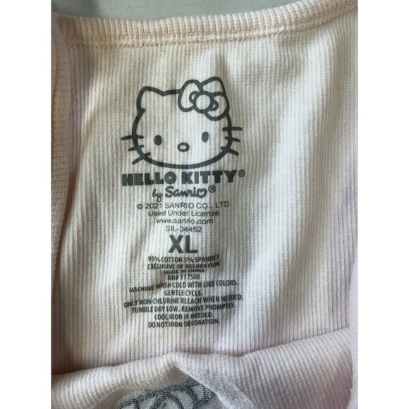 Hello Kitty Sanrio Tank Top Women XL Pink Cropped Ribbed Knit Sleeveless - Picture 8 of 8